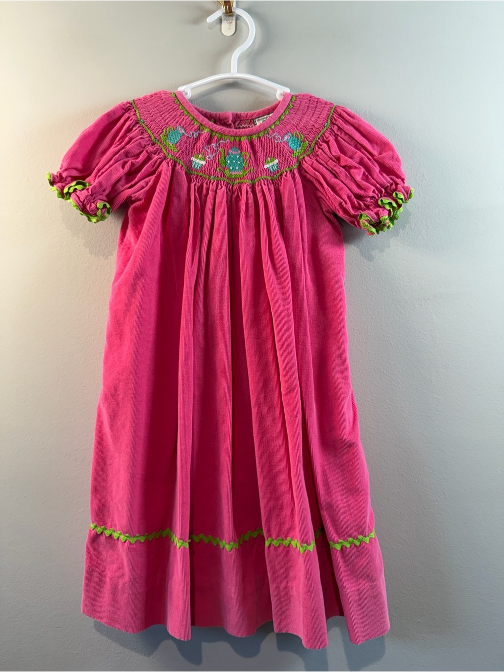 Shrimp & Grits Pink Hand Smocked Girls' Tea Party Bishop Dress Size 3T